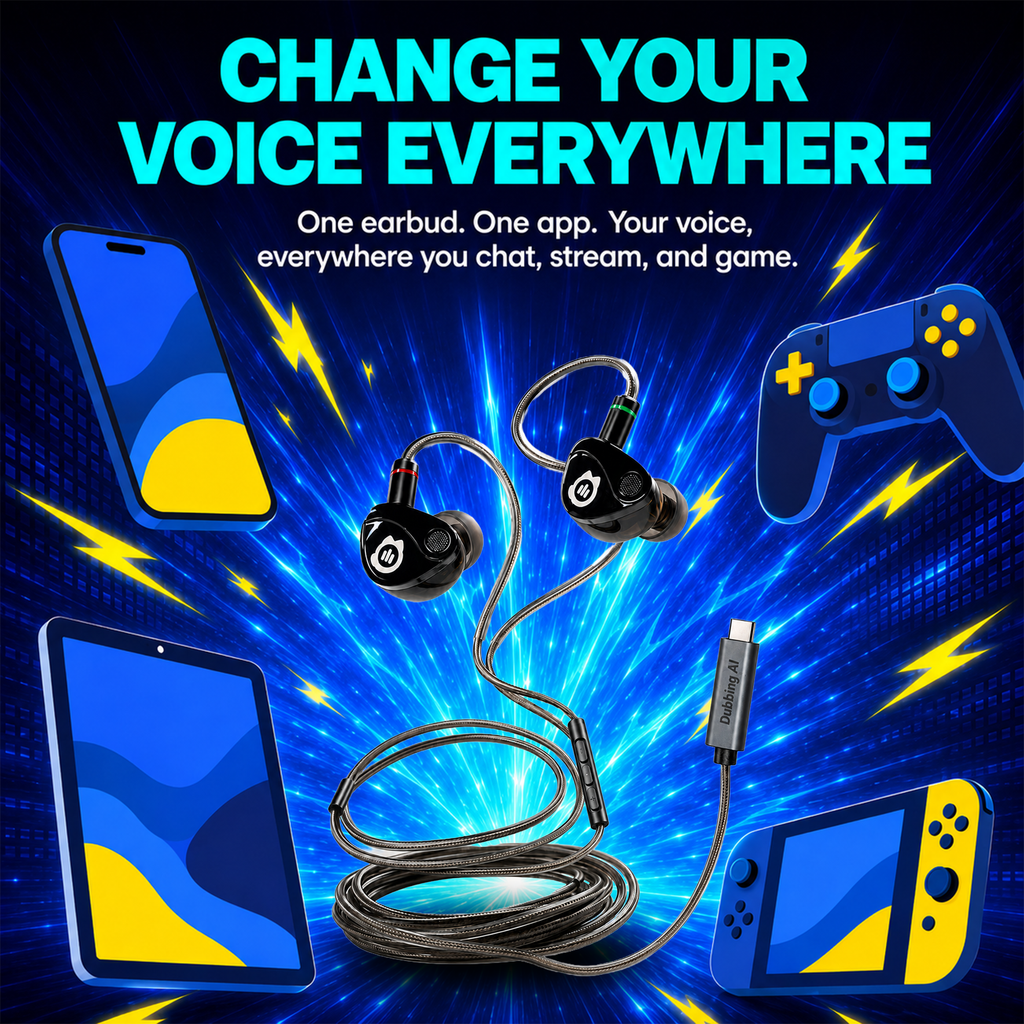 Dubbing AI Voice Changing Earbuds: Real-Time AI Voice Changer for iOS & Android